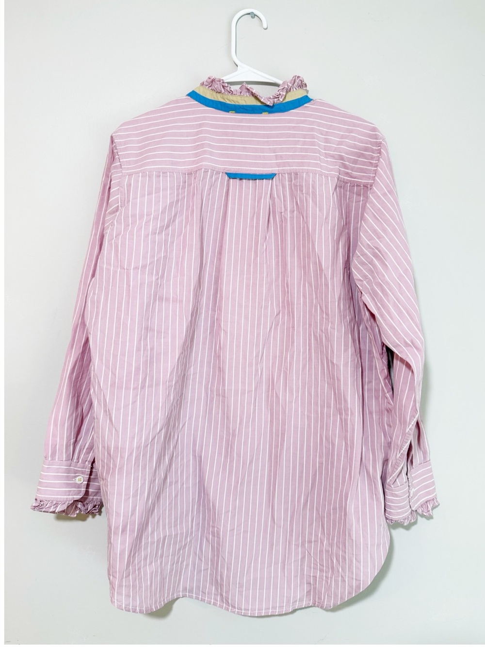 Kerri Rosenthal mia striped ruffle button down blouse size extra large pink - Picture 4 of 6